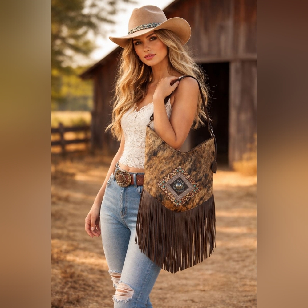 Ariat Nashville Calf Hair Shoulder Bag, NWOT